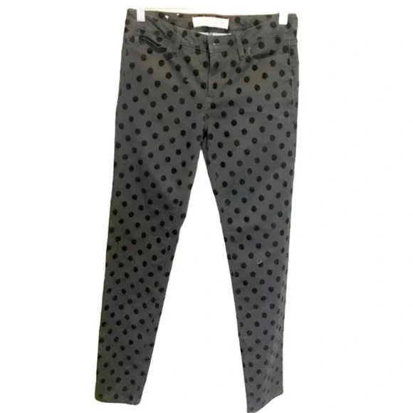 Joe Fresh Jeans Black on Black Velvet Polka Dot Low Rise Stretch Zipper Everyday - Picture 10 of 11